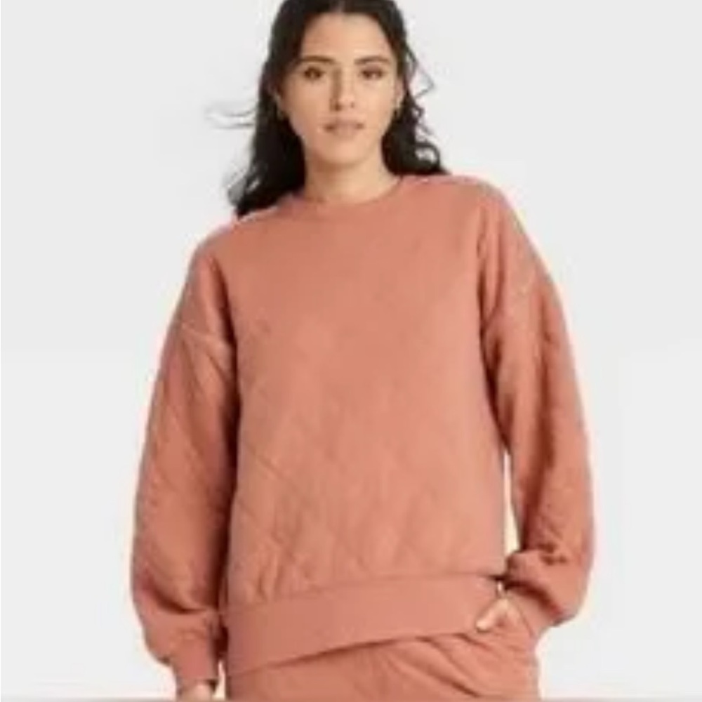 Quilted Pink Sweatshirt with Sequin Accents